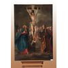 Olio su tela italiano settentrionale del 1700 raffigurante dipinto crocifissione di Gesù