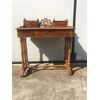 Blonde walnut writing table with drawer and 4 drawers. Sliding top.     