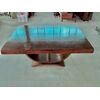 Walnut veneer table with two drawers. Deco period.     
