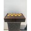 Box - mahogany and birch wood chessboard with backgammon game inside.     
