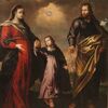 Antique Italian religious Holy Family painting from 18th century