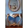 Consolle francese del 1800 in legno dorato foglia oro stile Luigi Filippo piano in marmo