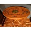 Tavolino inglese stile satinwood del 1800 con pitture e putto