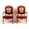 Coppia di antiche poltrone del 1800 stile Luigi XV dorate con intagli