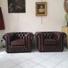 Coppia di poltrone chesterfield club inglese originale nuova in pelle bordeaux 