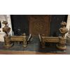 AL316 - Coppia di alari in bronzo dorato con coppe, epoca '800, misure cm L 40 x H 45 x P 50