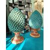 Spettacolare coppia di pigne in ceramica di Caltagirone - H 75 cm