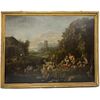 Giuseppe Tassoni (1653 -1737)  "Paesaggio con armenti e famiglia di pastori"