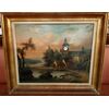 Olio su tela francese del 1800 con orologio vero incorporato
