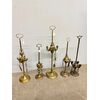 Antico gruppo di 5 lucerne in bronzo dorato, '800 mis63x16cm