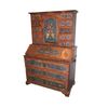 Splendido trumeau tirolese del 1800 riccamente dipinto motivo floreale