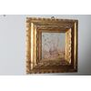 Antico dipinto di fine 800 di scuola Impressionista . Paesaggio firmato . Cornice dorata. Mis 42 x 42 