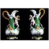 Coppia di sontuose brocche del 1800 in porcellana Sevres verde smeraldo con decori floreali