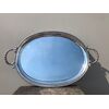 Silver tray with handles and tourchon border.Italy.     