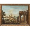 Francesco Battaglioli (Modena 1710 ca. - Venezia post 1796) - Capriccio architettonico con personaggi.