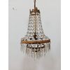 Lampadario stile Impero - mongolfiera con cristalli in vetro ed ottone -metà 900