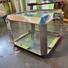 Coffee table anni 70  designer Rosselli Alberto per Saporti. Metallo cromato 55 x 55. h 40 