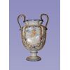 Coppia di vasi francesi del 1800 in ceramica bianca decorata blu e con putti