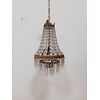 Lampadario stile Impero - mongolfiera con cristalli in vetro ed ottone -metà 900