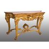 Consolle antica Luigi Filippo Napoletana in legno dorato e intagliato con piano in marmo rosso. Periodo XIX secolo.