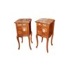 Coppia di comodini stile Luigi Filippo in legno di noce del 1800 con marmo ed intagli
