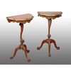 Pair of demi-lune consoles in lacquered and painted wood. Venice 19th century.