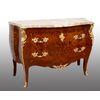 Cassettone antico Napoleone III Francese in legni esotici pregiati con piano in marmo. Periodo XIX secolo.