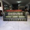 Divano 3 posti chesterfield club vintage inglese originale in pelle verde 
