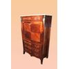 Grande secretaire francese stile Luigi XV del 1800 con intarsi marmo e bronzi