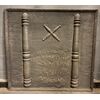 P264 - Grande piastra in ghisa, con colonne, epoca '800, misure cm L 100 x H 92