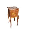 Comodino Francese Stile Luigi Filippo Con Intagli e Piano in Marmo XIX secolo