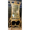SPECC556 - Consolle con specchiera in legno intagliato e dorato, epoca '700, misure massime cm L 155 x H 315 x P 53