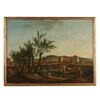 Dipinto Paesaggio con Figure