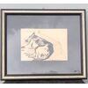 Charcoal drawing depicting a sleeping German Shepherd Dog Gino Marzocchi Bologna (1895-1981).     