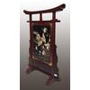 Parascintille per camino in legno orientale cinese del 1800 con pietre dure