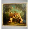 Dipinto, olio su tela "Festa di cherubini in un paesaggio" - XVIII sec. 