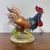 Gallo scultura di Vetro Murano Barovier e Toso anni 50 meravigliosa dai colori cangianti . Mis h 17 L18