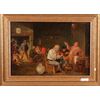 Olio su tela dipinto taverna con uomini inglese del 1800