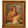 Pastello su cartone francese del 1800 raffigurante Maternità 
