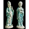 Coppia di figure orientali in terracotta parzialmente invetriata.Manifattura Ugo Zaccagnini.