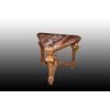 Tavolino da salotto triangolare di metà 1800 stile Luigi XIV in legno dorato foglia oro
