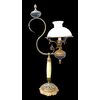 Lampada in bronzo con fusto in alabastro.Coppa paralume in vetro opaline.