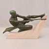 ANTICHE SCULTURE IN ANTIMONIO, MAX LE VERRIER, GUERRIERO, ART DECO, SCULTORE FRANCESE. (STAN92)