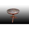 Tavolino circolare francese con piano in marmo stile Carlo X del 1800 in legno di mogano