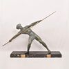 ANTICHE SCULTURE FRANCESI IN ANTIMONIO, CHIPARUS, GUERRIERO CON LANCIA, ART DECO. (STAN93)