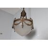 Antico lampadario liberty 1930 vetro opalino e bronzo . mis h 95 diametro cm 25 