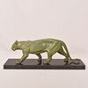 ART DÉCO, ANTICHE SCULTURE IN ANTIMONIO, PANTERA, MARCEL LEDUCQ, SCULTORE FRANCESE. (STAN95)