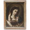 Madonna con bambino - Italia '600 - Cornice antica - olio su tela