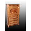 Secretaire francese stile Napoleone III del 1800 con ricchi intarsi e bronzi