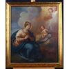 Olio su tela italiano del 1700 raffigurante "Adorazione" Madonna con Gesù
